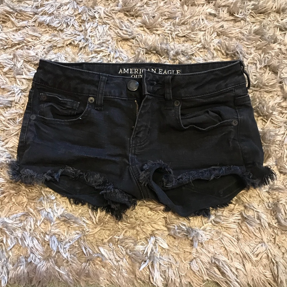 Black jean shorts